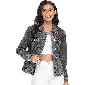 Fashion Wholesale <b>Ladies</b> Simple Casual Elegant Denim Jean <b>Jacket</b> Customized <b>Cropped</b> Washable Spring - Product Image 3