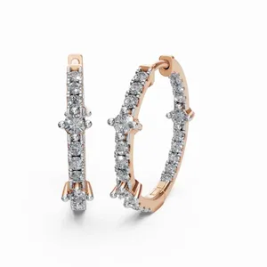 Aros de Diamantes Radiance Vow con Corte Redondo Cultivado en Laboratorio, Pendientes de Diamantes en Oro Rosa de 18K con Certificación IGI y Claridad VVS para Mujer - Product Image 4