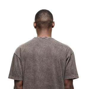 Camiseta de Algodón Lavado de Color Liso para Hombre, Talla Grande, Manga Regular, Cuello Redondo, Estilo Casual, Tejido de Punto, Ajuste Holgado, Diseño Personalizado, Envío Rápido - Product Image 6