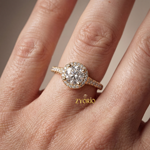 Anillo de Compromiso de Lujo en Plata 925 con Halo de Diamantes Cultivados en Laboratorio de 2.00 Ct Claridad VVS-VS, Anillo de Boda, Regalo, Anillo de Promesa - Product Image 1