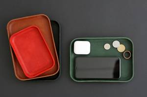 Utility Genuine Leather Tray Snap <b>Corner</b> Travel Valet Storage <b>Basket</b> Custom Logo Real Cowhide Leather Tray GLTY-0029 - Product Image 1
