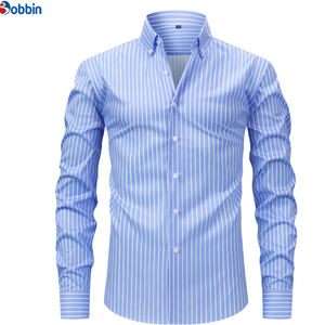Camisa de Negocios Personalizada para Hombre, Nueva Moda, Estampado a Rayas, Solapa, Cierre de un Botón, Manga Larga, Talla Grande - Product Image 4