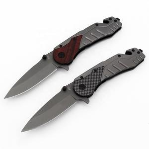 Couteau de poche tactique pliable personnalisé en acier inoxydable avec brise-vitre et coupe-corde - Product Image 1