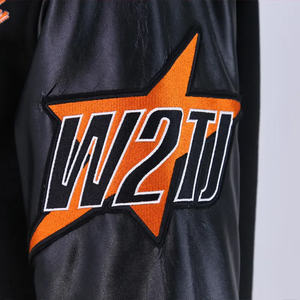 Chaqueta Varsity de Hip Hop para Hombre, con Cuello Tejido Bordado en Piel de Vaca, Estilo Urbano, Incluye un Solo Paquete - Product Image 3