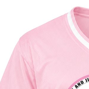 เสื้อเจอร์ซีย์กีฬาคอวีปักลายตราสัญลักษณ์ Pink Jack & Jill แขนสั้น แถบสีขาว เสื้อทีมกีฬา ชุดยูนิฟอร์มทีมแบบกำหนดเอง - Product Image 2