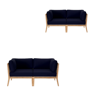 Los muebles del sofá de la sala de estar producidos en Indonesia están listos para vender sofás de interior hechos de madera de teca y ratán con espuma suave - Product Image 4