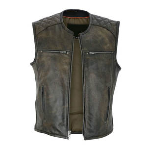 Chaleco de Cuero de Calidad Superior, Chaleco de Cuero con Color Personalizado, Chaleco de Cuero para Motociclistas con Costuras Finas - Product Image 1