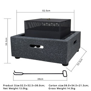 Semplice quadrato esterno MGO firepit e barbecue grill con camino a legna o carbone - Product Image 2