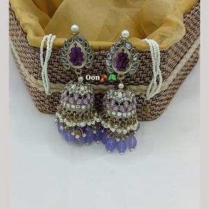 ต่างหูห้อยประดับมุกและกระจกเคลือบทอง รุ่น 10574479DPU - Product Image 2
