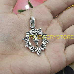 จี้เงินแท้ 925 ลายฉลุโบราณ งานแฮนด์เมด ลายดอกไม้แบบชนเผ่า แมนดาลา เครื่องประดับสำหรับทุกเพศ เป็นของขวัญสำหรับเธอ - Product Image 4