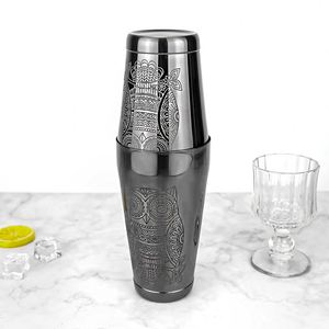 Coctelera Boston de Acero Inoxidable con Grabado Personalizado de Búho, 850/550 ml, Pulido Espejo, para Mezclar Bebidas y Cócteles - Product Image 1