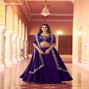 Best Quality Rangoli Silk with Tube <b>Beads</b>-Sequence & Thread Embroidered Belt Flared Lehenga-Choli Collection Indian Exporter - Product Image 1