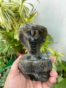 Escultura de Cobra de Labradorita |   Figura de Serpiente Tallada a Mano para Coleccionistas, Decoración de Interiores y Regalo - Product Image 2