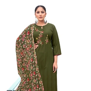 Kurta/Kurti prêt-à-porter pour femmes, en viscose lourde multicolores, brodé et imprimé numériquement, vente en ligne - Product Image 1