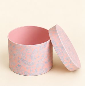 <b>Pink</b> Disposable Eco-Friendly Biodegradable Recycled Materials Waterproof Cylinder Rigid Paperboard <b>Box</b> Paisley Pattern Laminate - Product Image 6