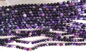 Perles de pierre d'agate violette naturelle, perles de pierre d'agate naturelle pour bracelet, collier, fabrication de bijoux DIY - Product Image 2