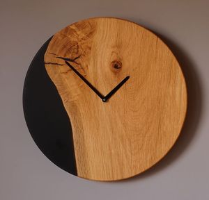 Wooden Wall <b>Clock</b> Abstract Geometric Design Irregular Shape Minimalist Style Quartz Analog <b>Battery</b> Powered Living Room Decor - Product Image 4