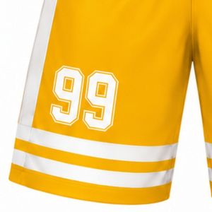 Shorts de hockey sur glace sublimés jaunes pour hommes, en polyester rayé, pour l'entraînement sportif et les performances d'équipe - Product Image 6