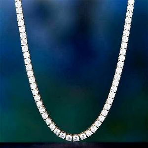 Collier tennis en moissanite, chaîne à maillons en argent sterling 925, bijoux unisexes hip-hop pour mariage et fête - Product Image 5