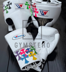 Conjunto de Boxeo Azul Personalizable de Alta Calidad, Cuero Vacuno Genuino, Cierre con Cordones, Guantes de Artes Marciales con Muñequera Ajustable - Product Image 3
