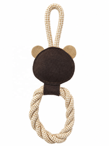 Juguete Masticable de Cuerda con Cara de Oso Hecho a Mano para Perros, Juguete de Arrastre Trenzado Resistente con Lindo Diseño de Oso Marrón para Juego Interactivo y Buscar Objetos - Product Image 3