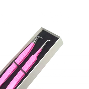 Venta al por mayor Pinzas de pestañas Venta al por mayor Volumen 90 grados Flaco Japonés Acero inoxidable Diamante Agarre Pinzas de extensión de pestañas - Product Image 2