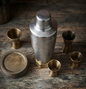 Fournitures de bar haut de gamme, shaker à cocktail en acier inoxydable brillant argenté fait à la main, base en laiton pour hôtel, bar, alcool, vin - Product Image 4