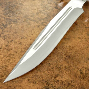 Cuchillo Bowie de Caza Hecho a Mano de Acero D2 con Mango de Cuerno de Ciervo, Hoja Fija Plateada y Guarda Decorativa, para Camping y Caza al Aire Libre - Product Image 4
