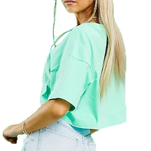 เสื้อกล้ามครอปแขนสั้นผู้หญิงทรงสลิมฟิตผ้ายืดสีพื้น - Product Image 3