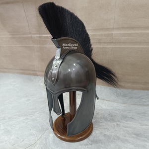 Casque de Troye fait main avec plume noire, en acier doux antique, pour chevalier médiéval, reconstitution historique, décoration maison et bureau - Product Image 6