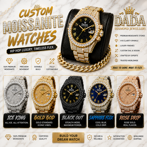 Reloj de Lujo Personalizado con Cristal de Cuarzo Moissanite, Correa de Acero Inoxidable Unisex, Cierre Oculto, Esfera de 41 mm de Diámetro, Resistente al Agua 3BAR - Product Image 1