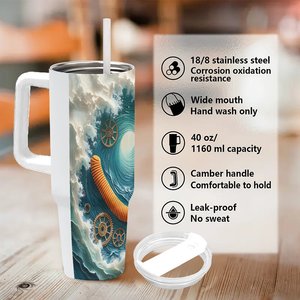 Insulated Tumbler 40oz Stainless Steel With Handle For <b>Coffee</b> And Tea - Product Image 5