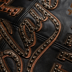 OEM Fashion Design Varsity Men's Winter <b>Jacket</b> New Arrival Heavy Embroidery <b>Rhinestone</b> Waterproof Windproof Vintage Decoration - Product Image 4