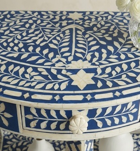 Bone Inlay <b>Console</b> <b>Table</b> Oval Wooden Entryway Desk Agate Inlay Living Room Accent <b>Table</b> - Product Image 2