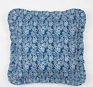 Funda de cojín boho con estampado de bloques y volantes, cojines decorativos de algodón hechos a mano, fundas de cojín bohemias vintage para decoración del hogar. - Product Image 2