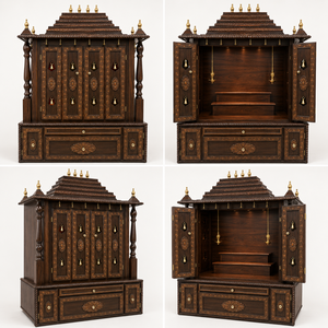 Templo de madera de teca premium con campanas, estilo Gopuram, tradicional, tallado a mano, de madera maciza, Pooja Mandir, Hindu Puja Ghar, Australia - Product Image 5