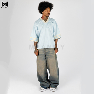 Maillot de hockey vintage tendance, coupe oversize et courte, en maille, unisexe, style streetwear, vente en gros, OEM - Product Image 5