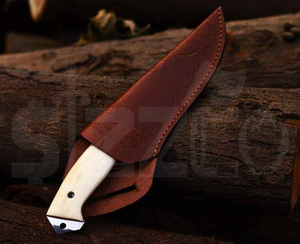 OEM Custom Handmade D2 Steel Hunting Skinner <b>Knife</b>, <b>Bone</b> <b>Handle</b> Fixed Blade Camping Outdoor EDC <b>Knife</b> with Leather Sheath Gift - Product Image 5