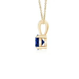 จี้เพชรพลอยไพลินสีน้ำเงินทรงกลมแบบฝังหนามเตย ทองคำแท้ 14K 18K รับรองโดย IGI ของขวัญวันครบรอบแต่งงานสำหรับผู้หญิง - Product Image 6