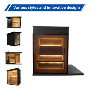 Sauna Esterna a Cubo in Legno per 6 Persone, Sauna da Giardino Quadrata in Legno di Cedro Rosso Canadese - Product Image 3