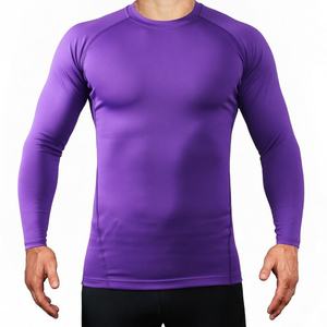 T-shirt de compression à manches longues cyan pour homme, coupe ajustée, col rond, sous-vêtement athlétique par Shahas International, idéal pour la course à pied - Product Image 4