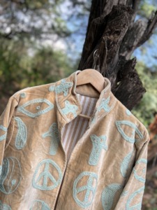 Premium Handmade 100% Cotton <b>Velvet</b> Woven Embroidered Floral Bomber <b>Jacket</b> for Women Reversible Boho Autumn Winter Cotton Lining - Product Image 5