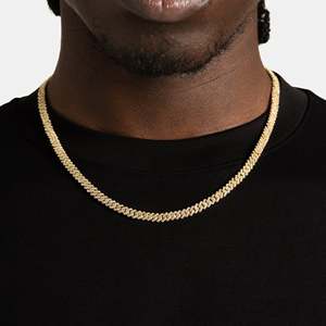Luxury Silver Plated Hiphop <b>Rope</b> <b>Chain</b> Necklace with Round Brilliant Cut Channel Set Unisex Wedding Everyday Wear - Product Image 1
