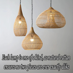 <b>Rattan</b> Pendant Light Handmade Bamboo Wicker Woven Lampshade Hanging <b>Lamp</b> Boho Home Decor Supplier - Product Image 2