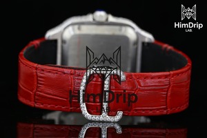 Montre-bracelet de luxe personnalisée de qualité supérieure avec verre en quartz, bracelet en acier inoxydable et moissanite, résistante à l'eau, élégante et tendance pour - Product Image 2