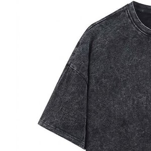 Camisetas Negras para Hombre con Logotipo Personalizado, las Más Vendidas, Estampadas, 100% Algodón, Lavado Ácido, Manga Corta, Estilo Vintage, Hombros Caídos - Product Image 6