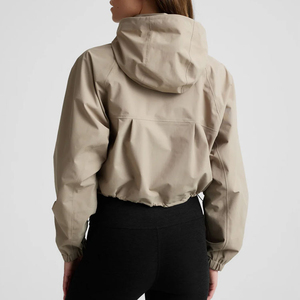 Chaqueta Bomber Corta de Nylon para Mujer, con Capucha, Cierre, Mangas Abullonadas, Logotipo Frontal, Color Sólido, Manga Larga, Otoño-Invierno - Product Image 3