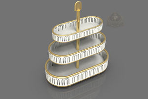 ชั้นวางเค้กสแตนเลสทรงรี 3 ชั้น เป็นมิตรกับสิ่งแวดล้อม หรูหรา ใช้สำหรับเสิร์ฟและวางขนม ปลอดภัยสำหรับเครื่องล้างจาน เหมาะสำหรับโชว์กาแฟและของหวาน - Product Image 3