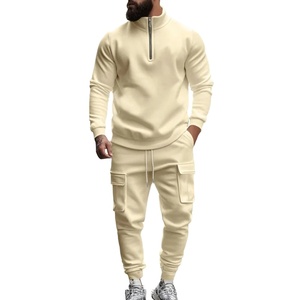2025 automne et hiver hommes décontracté velours chaud fermeture éclair pantalons de sport ensemble Sportswear Activewear survêtements prix de gros - Product Image 2