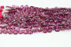 AAA haute qualité 5mm Rhodolite grenat perles à facettes en forme de coeur 8 pouces perles Briolette pour la fabrication de bijoux pierre naturelle - Product Image 4